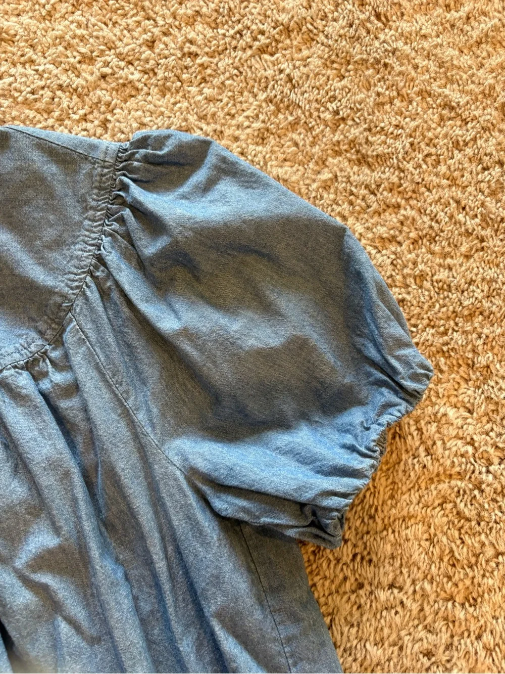 Chambray Puff Sleeve Top